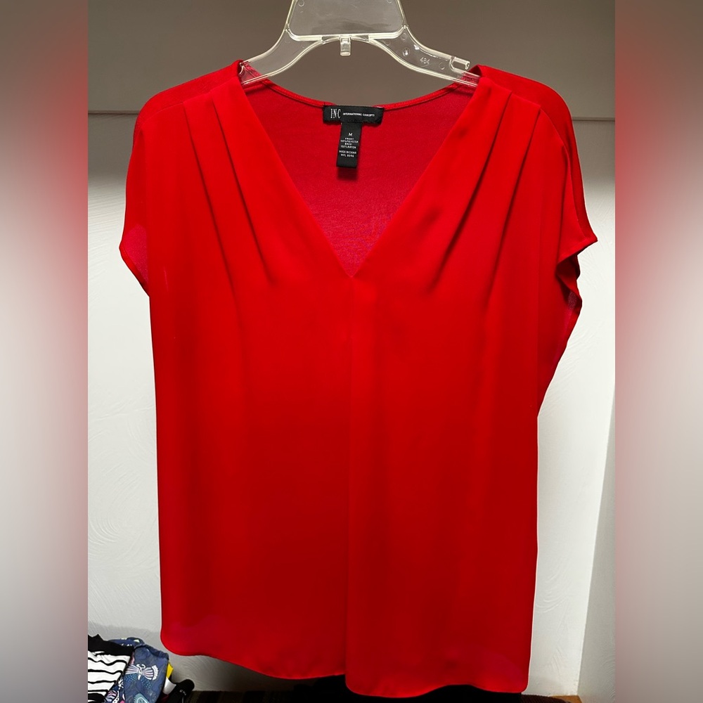 INC International Concepts Red Cap Sleeve Blouse